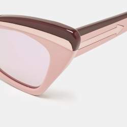 Pre Owned Karen Walker Pink /Purple Mirror Babou Cat Eye Sunglasses