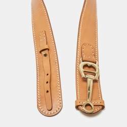 Pre Owned Aigner Brown Leather Buckle Belt 85 CM