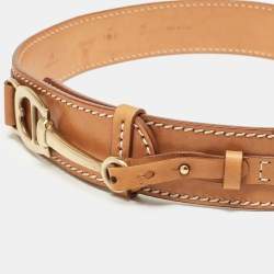 Pre Owned Aigner Brown Leather Buckle Belt 85 CM