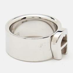 Pre Owned Aigner Logo Silver Tone Ring Size 58
