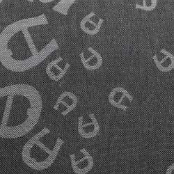 Aigner Grey Viscose Blend Horseshoe Logo Fringed Scarf