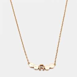 Aigner Crystal Logo Gold Tone Bracelet Earring and Necklace Set