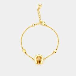 Aigner Crystal Logo Gold Tone Chain Bracelet