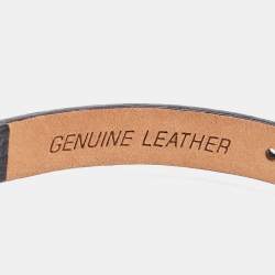 Pre Owned Aigner Crystal Gold Tone Black Lizard Embossed Leather Bracelet