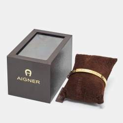 مملوكة مسبقًا Aigner Logo Crystals Gold Tone Bracelet