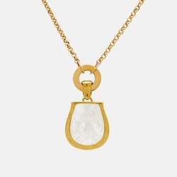 Pre Owned Aigner Faux Pearl Gold Tone Pendant Necklace