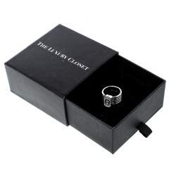 Aigner Crystal Silver Tone Band Ring Size 54