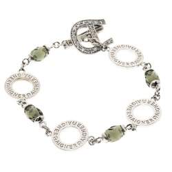 Pre Owned Aigner Crystal Beaded Silver Tone Bracelet