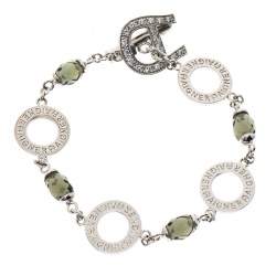 Pre Owned Aigner Crystal Beaded Silver Tone Bracelet