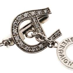 Pre Owned Aigner Crystal Beaded Silver Tone Bracelet