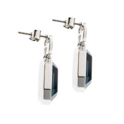 Pre Owned Aigner Blue Crystal Silver Tone Pendant Earring Set 