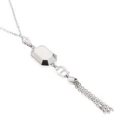 Pre Owned Aigner Blue Crystal Silver Tone Pendant Earring Set 