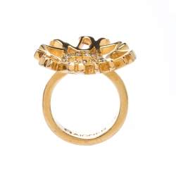 مملوكة مسبقًا Aigner Crystal Gold Tone Cocktail Ring Size 52