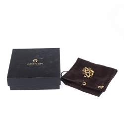 مملوكة مسبقًا Aigner Crystal Gold Tone Cocktail Ring Size 52