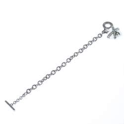 Pre Owned Aigner Crystal Resin Heart Charm Silver Tone Toggle Bracelet