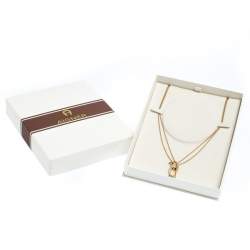 Pre Owned Aigner Gold Plated Crystal Paved Logo Charm Tasseled Necklace