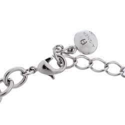 Pre Owned Aigner Silver Tone Mother of Pearl Logo Bracelet