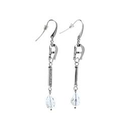 Aigner Silver Tone Crystal Linear Drop Earrings
