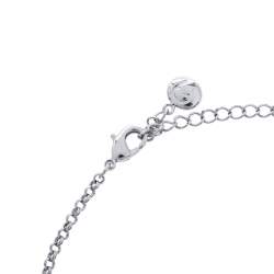 Aigner Crystal Embellished Logo Pendant Silver Tone Necklace