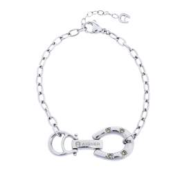 Aigner Silver Tone Crystal Embellished Bracelet 