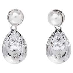 مملوكة مسبقًا أقراط متدلية أيغنر فضي اللون و لؤلؤ صناعي و كريستال 