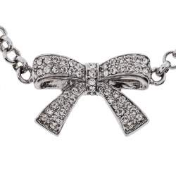 Aigner Silver Tone Crystal Embellished Bow Toggle Bracelet