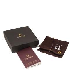 Pre Owned أقراط متدلية أيغنر فضي اللون و صدف و كريستال 