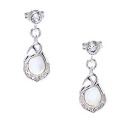 Pre Owned أقراط متدلية أيغنر فضي اللون و صدف و كريستال 