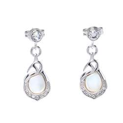 Pre Owned أقراط متدلية أيغنر فضي اللون و صدف و كريستال 