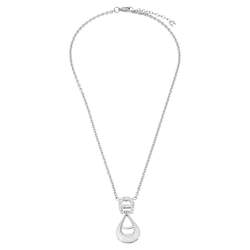 مملوكة مسبقًا Aigner Crystal Enamel Silver Tone Pendant Necklace