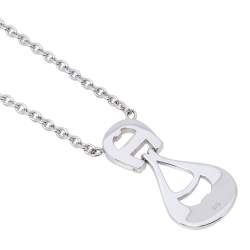مملوكة مسبقًا Aigner Crystal Enamel Silver Tone Pendant Necklace