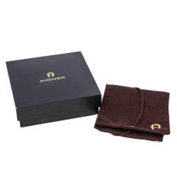 Pre Owned Aigner Faux Pearl Crystal Silver Tone Double Strand Toggle Bracelet