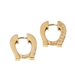 Pre Owned Aigner Logo Crystal Gold Tone Earring Necklace Set