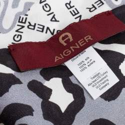 Aigner Grey Animal Print Silk Bandeau