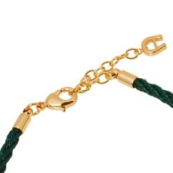 مملوكة مسبقًا Aigner A Logo Crystal Gold Tone Silk Cord Bracelet