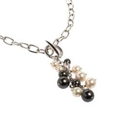 مملوكة مسبقًا Aigner Silver Tone Faux Pearl Tasseled Necklace