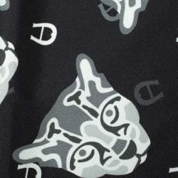 Aigner Black Animal Motif Print Silk Scarf