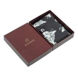 Aigner Black Animal Motif Print Silk Scarf