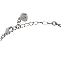 Pre Owned Aigner Crystal & Faux Pearl Silver Tone Necklace