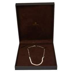 Pre Owned Aigner Crystal & Faux Pearl Silver Tone Necklace