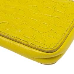 Pre Owned Aigner Yellow Logo Embossed Leather Phone Case
