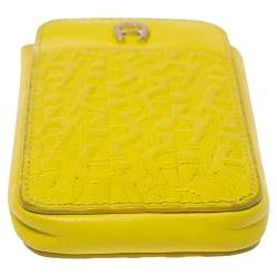 Pre Owned Aigner Yellow Logo Embossed Leather Phone Case