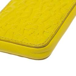 Pre Owned Aigner Yellow Logo Embossed Leather Phone Case