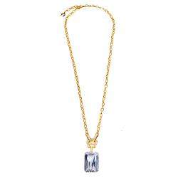 Pre Owned Aigner Gold Tone Large Crystal Pendant Necklace