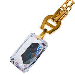 Pre Owned Aigner Gold Tone Large Crystal Pendant Necklace