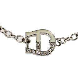 Aigner Silver Tone Crystal and Enamel Logo Toggle Bracelet 
