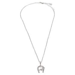 مملوكة مسبقًا طقم أقراط و قلادة أيغنر دلاية قلب شعار الماركة مزين كريستال