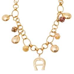 مملوكة مسبقًا طقم أقراط وقلادة أيغنر متدلي شعار حليات كريستال