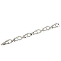 Pre Owned Aigner Silver Tone Metal Logo Link Bracelet