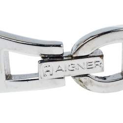 Pre Owned Aigner Silver Tone Metal Logo Link Bracelet